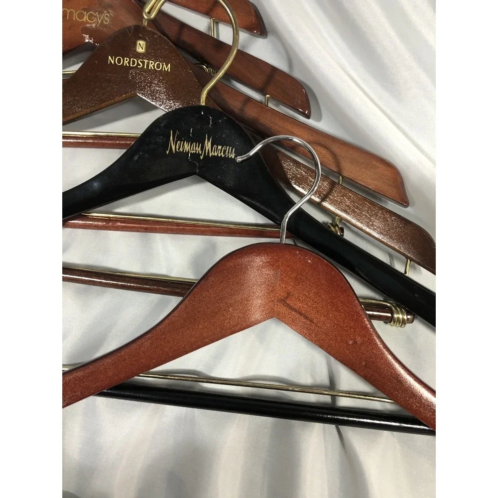 Macy's(3), Nordstrom(1) & Neiman Marcus(1) & 1 unbranded Wooden Hangers Lot of 6